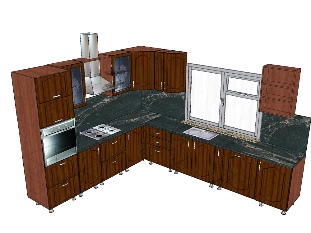 Кухня массив 3D проет